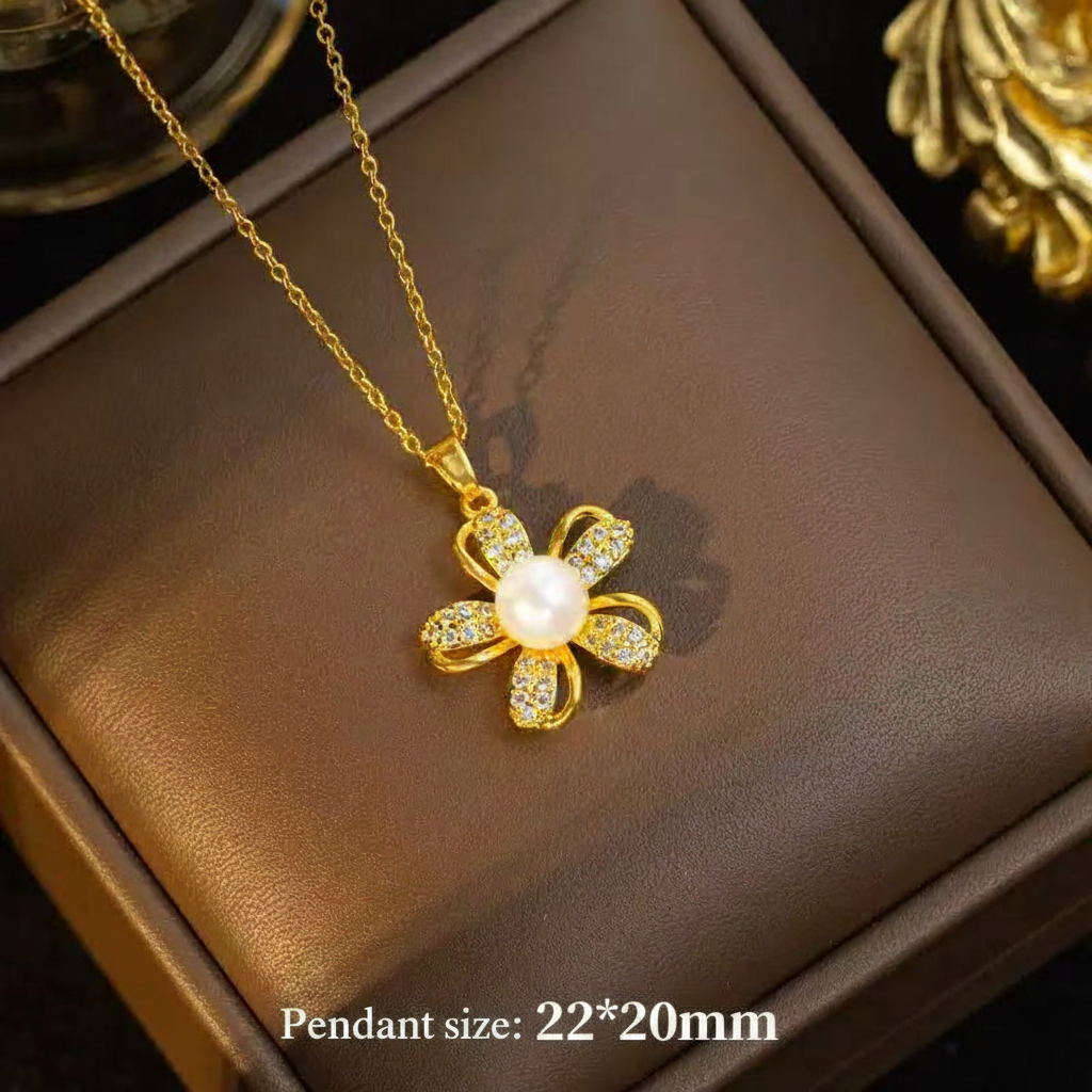 Pearl Five-Petal Flower Jewelry Set