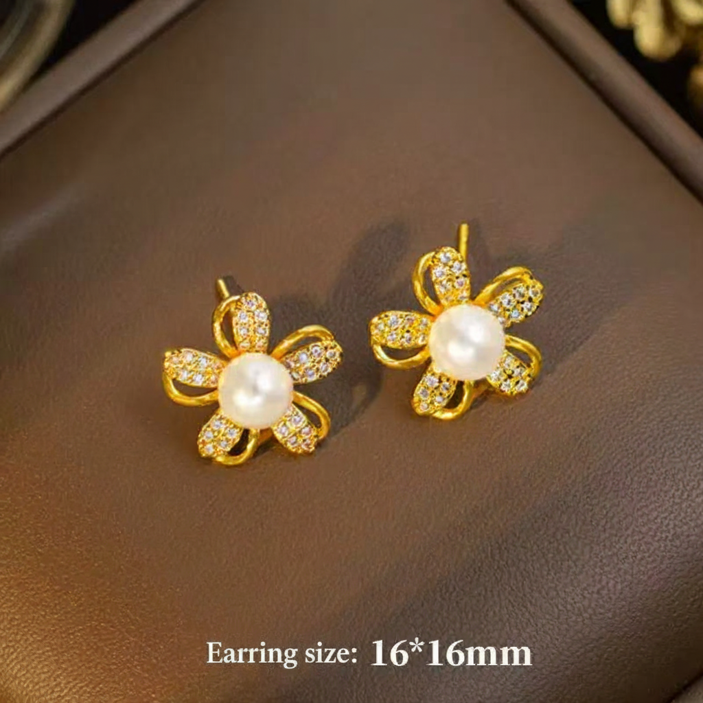 Pearl Five-Petal Flower Jewelry Set