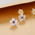 S925 Silver Purple Flower Stud Earrings