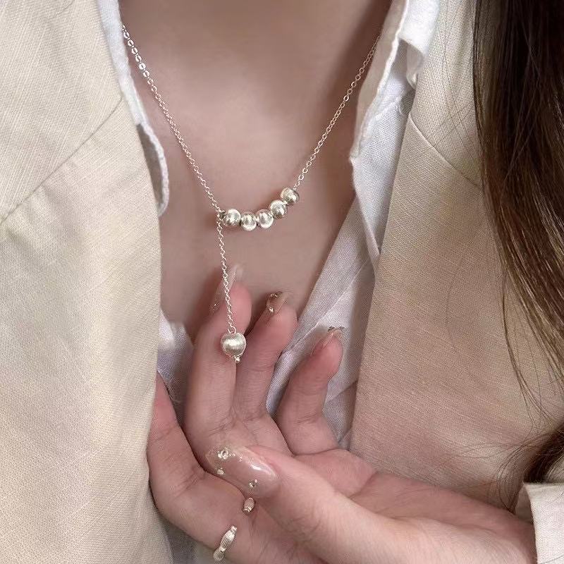 S925 Sterling Silver Sparkling Bead Necklace