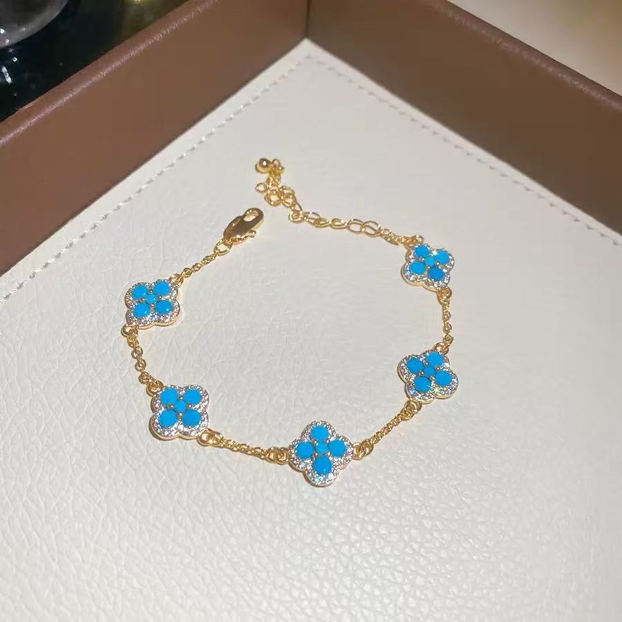 18K Gold Turquoise Blue Bracelet