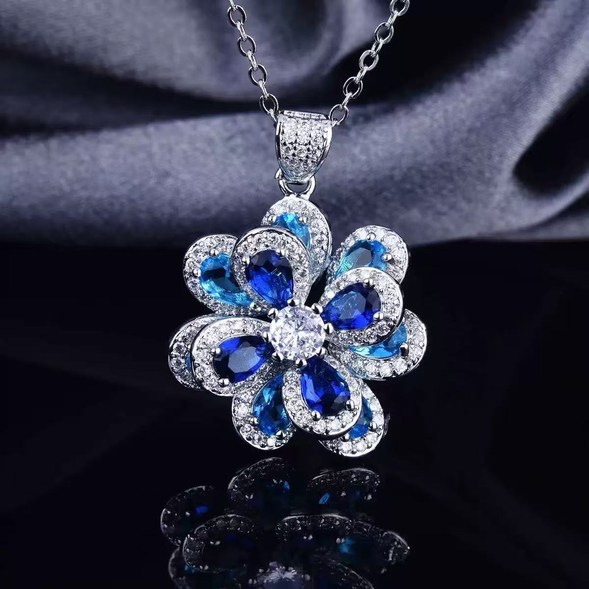 Multicolor Zircon Flower Jewelry Set