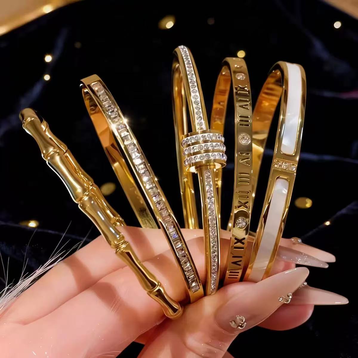 Titanium Steel Zircon Bangle