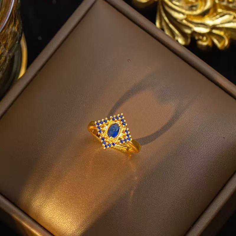Blue Sapphire Square Gemstone Copper Jewelry Set