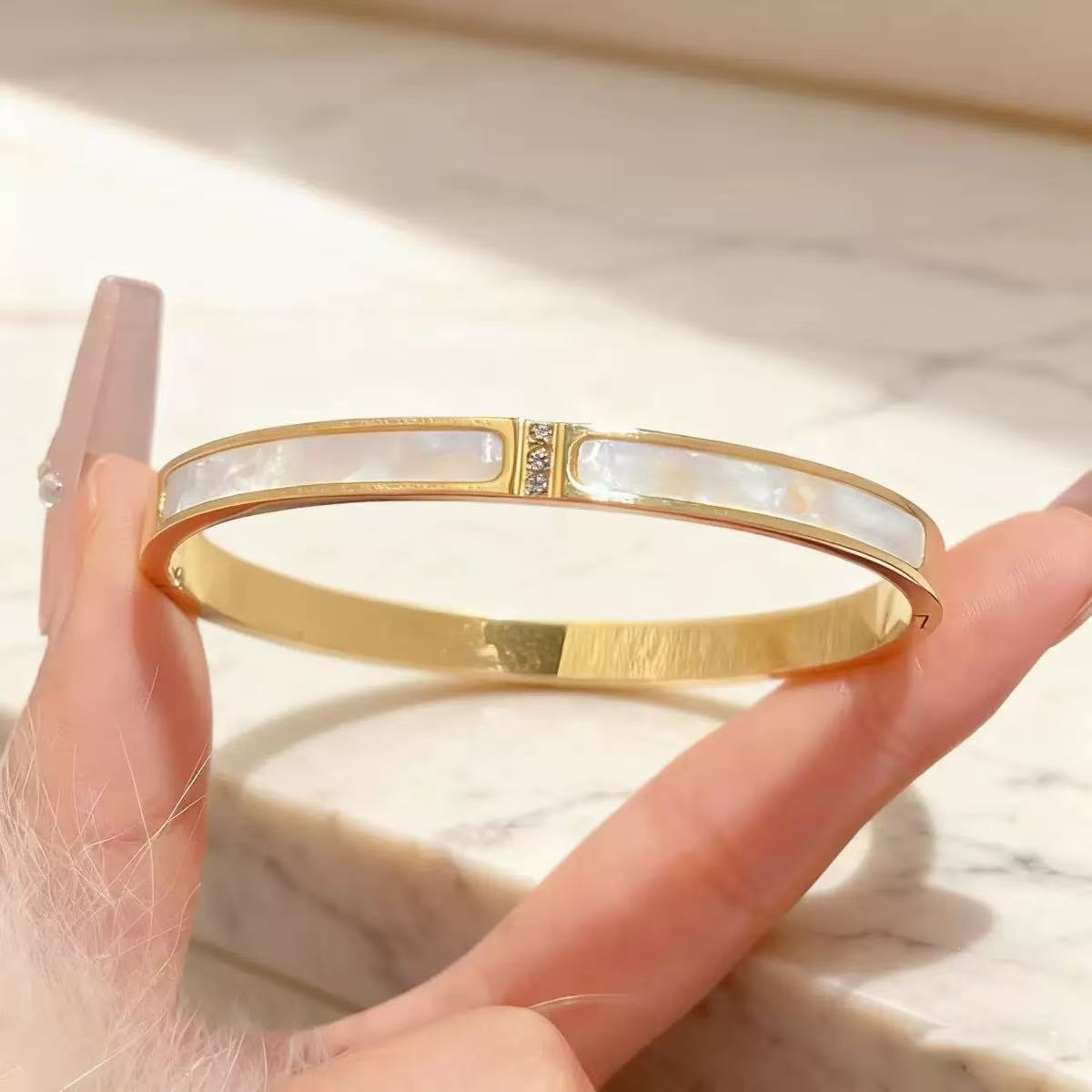 Titanium Steel Zircon Bangle