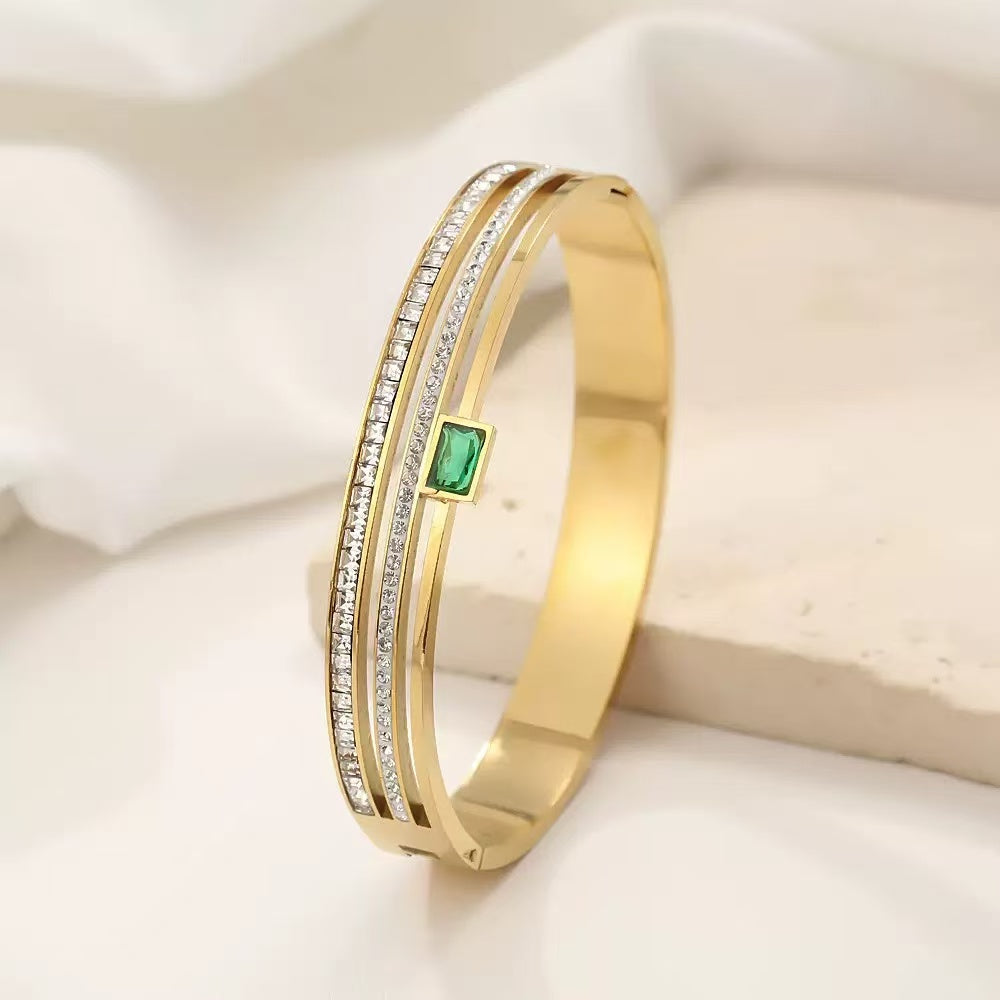 Titanium Steel Zircon Bangle
