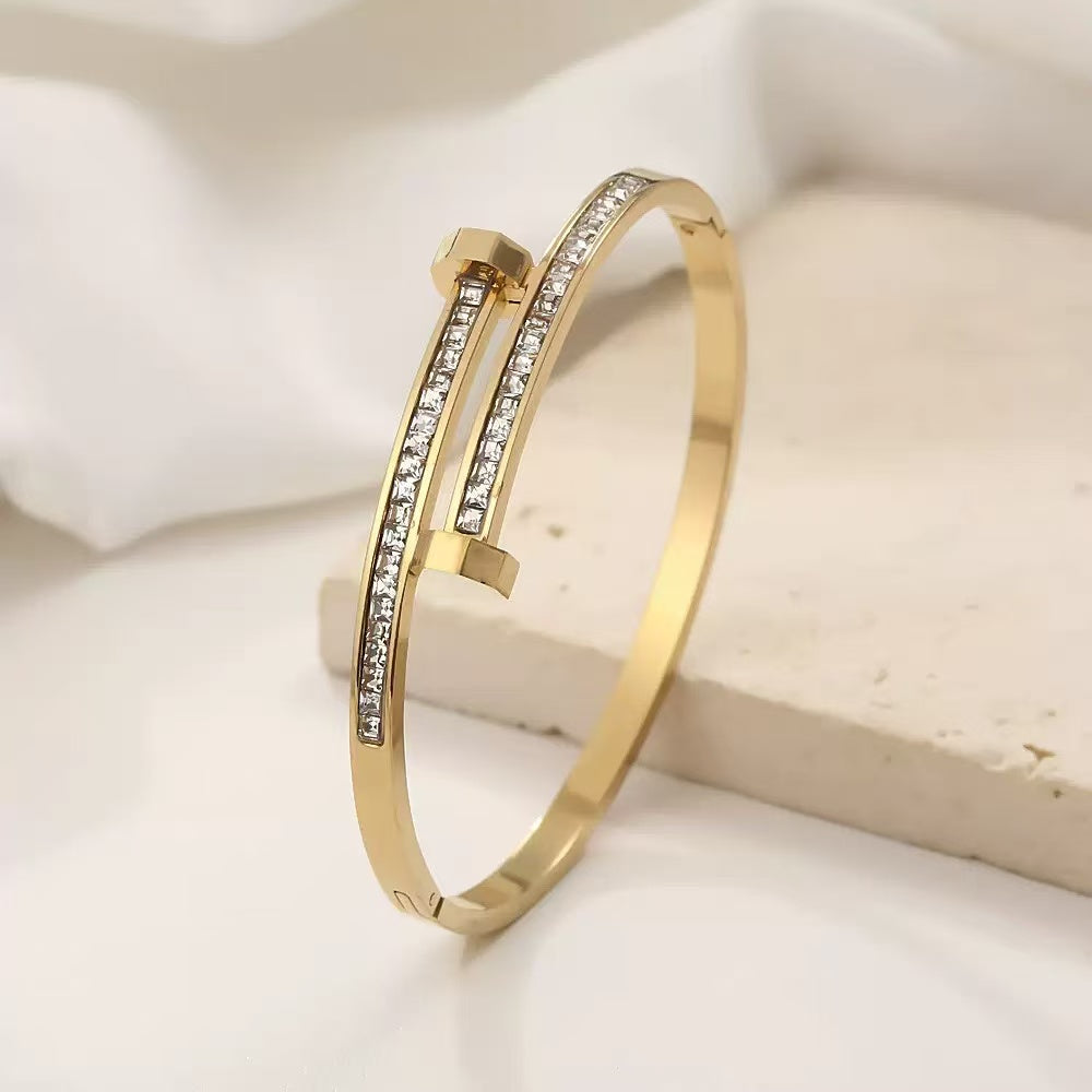 Titanium Steel Zircon Bangle
