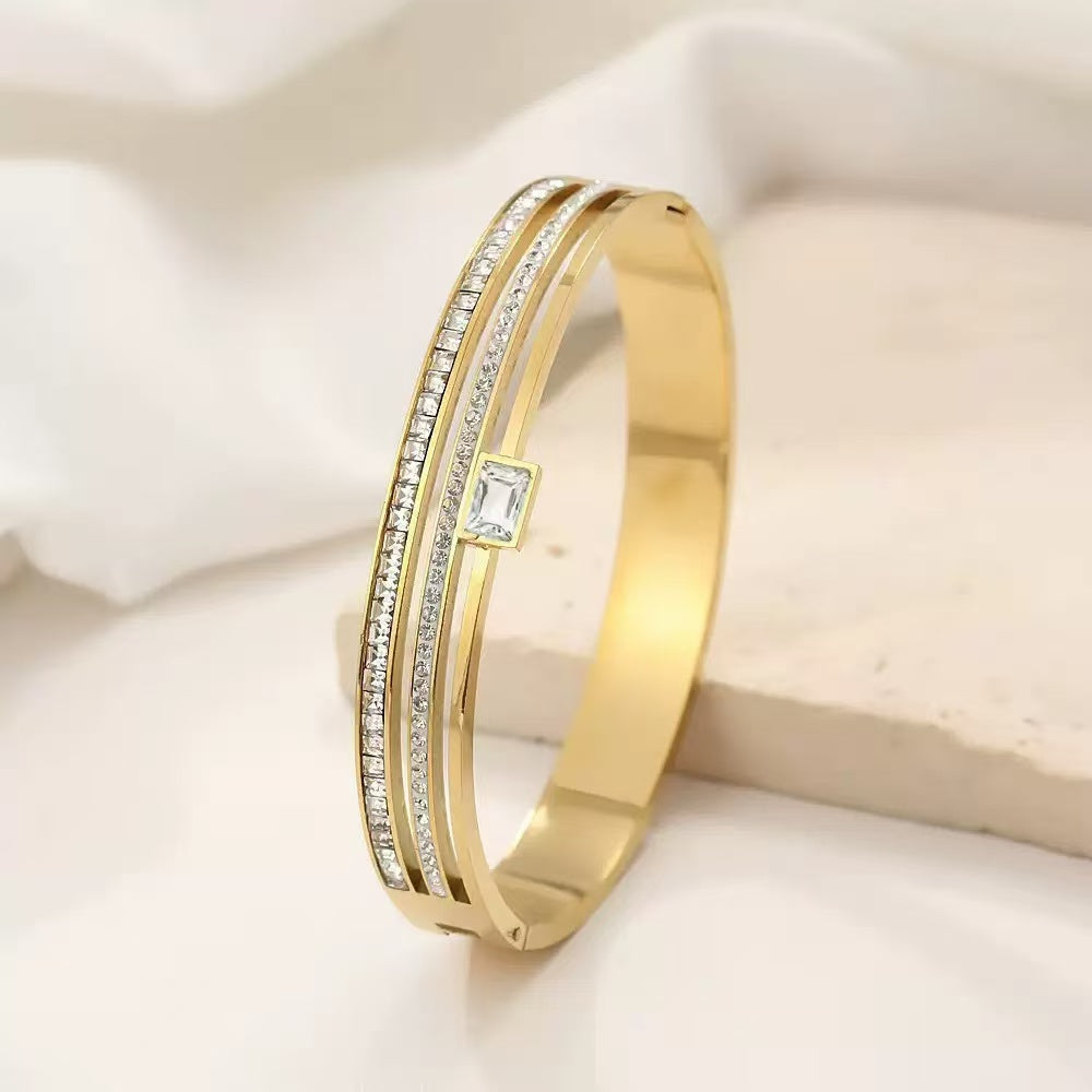 Titanium Steel Zircon Bangle