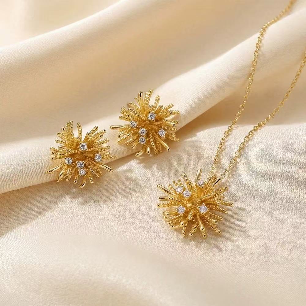 Dandelion Copper Gold Jewelry Set