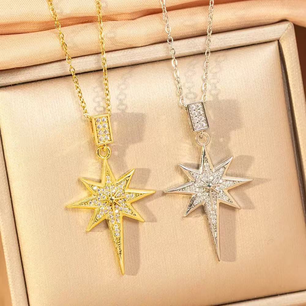 Titanium Steel Eight-Pointed Star Necklace