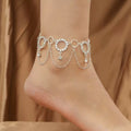 Full Crystal Tassel Hoop Anklet