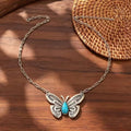 Alloy Turquoise Large Butterfly Pendant Necklace