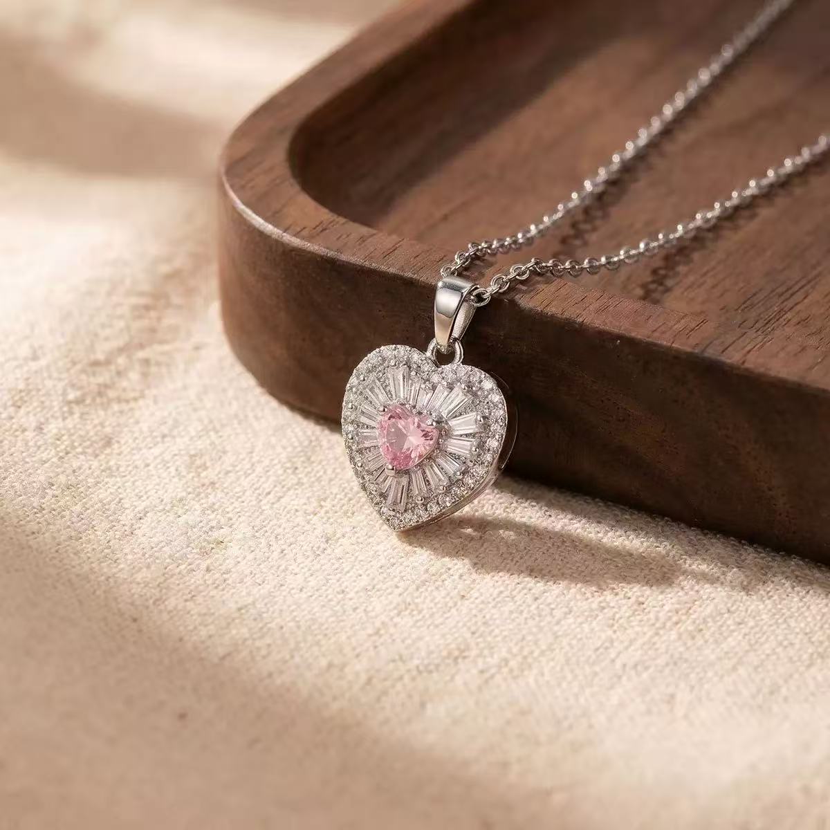 Copper Full Crystal Heart Necklace