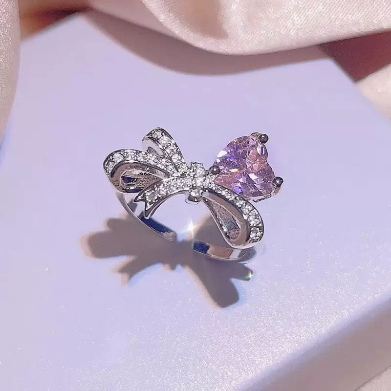 Pink Heart Bow Jewelry Set