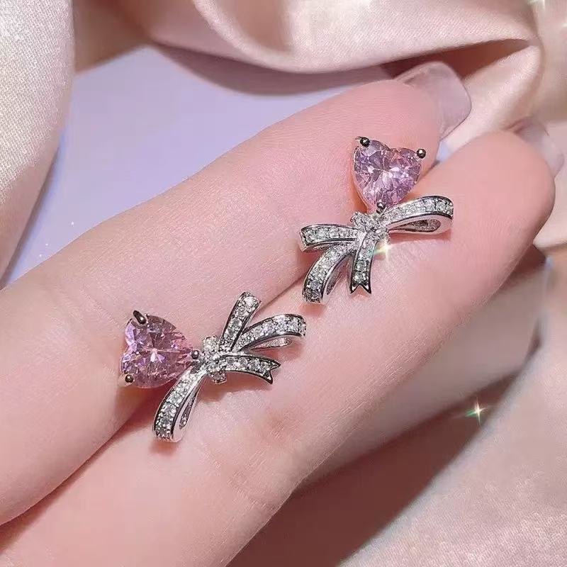 Pink Heart Bow Jewelry Set