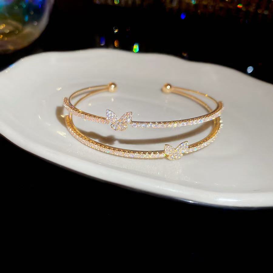 18K Open Double Layer Butterfly Bracelet
