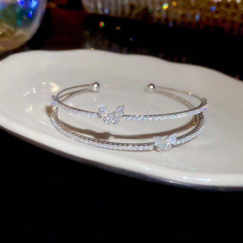 18K Open Double Layer Butterfly Bracelet
