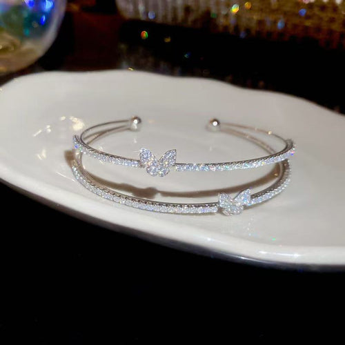 18K Open Double Layer Butterfly Bracelet