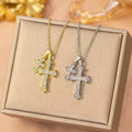Titanium Steel Sparkling Cross Necklace