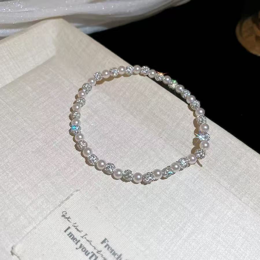 Diamond Crystal Ball Pearl Jewelry Set