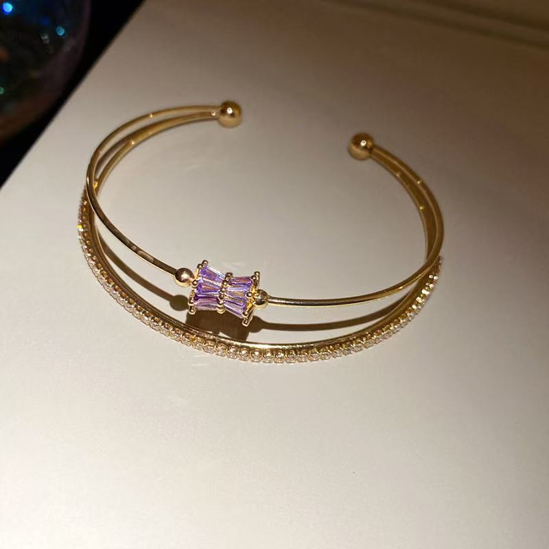 18K Purple Hourglass Open Cuff Bracelet