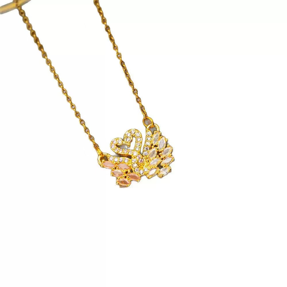 Titanium Steel Full Diamond Swan Necklace
