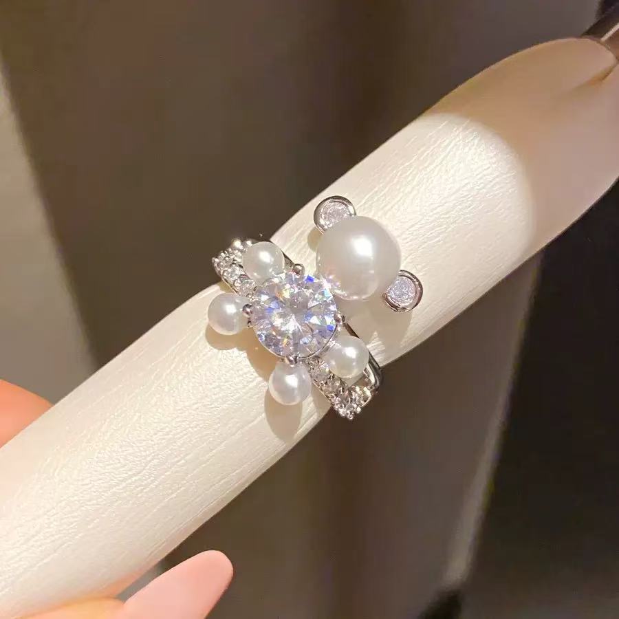 Zircon Pearl Open Ring Set