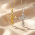 Titanium Steel Full Diamond Cross Necklace