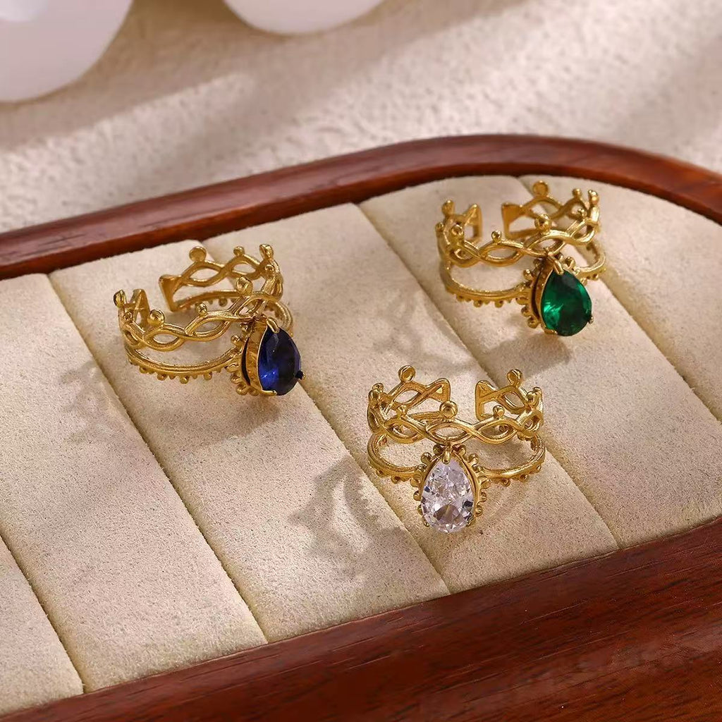 18K Gold Colorful Zirconia Open Ring