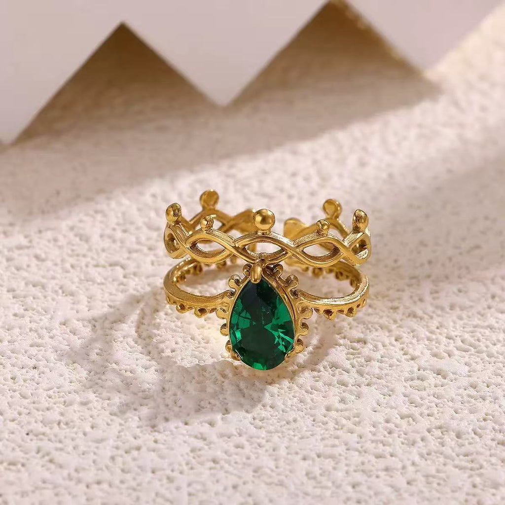 18K Gold Colorful Zirconia Open Ring