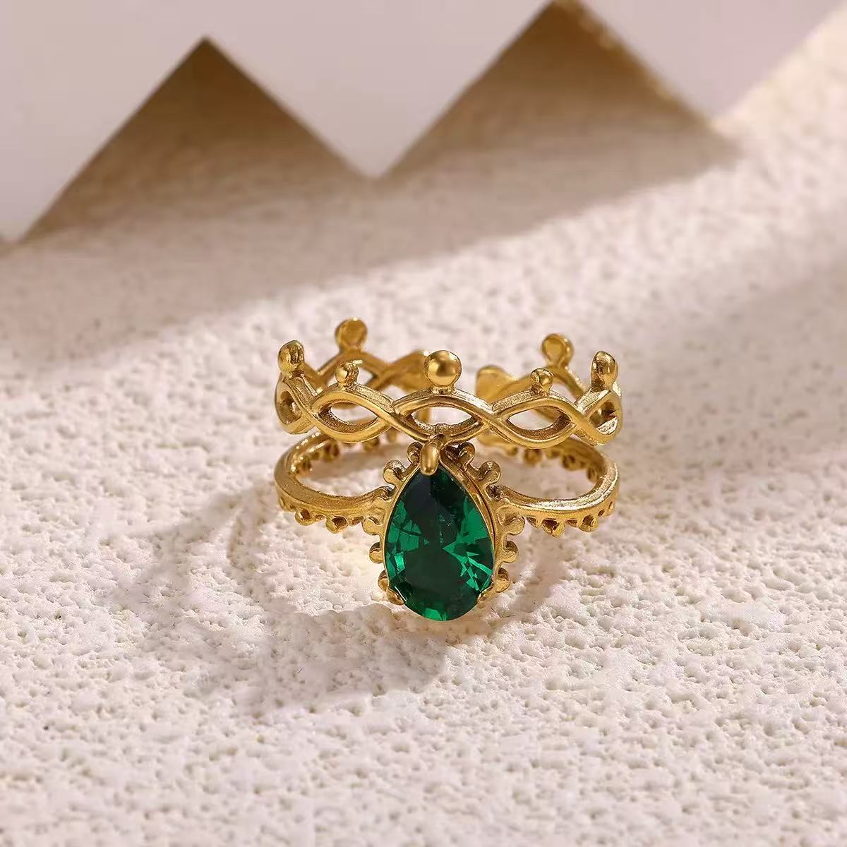 18K Gold Colorful Zirconia Open Ring