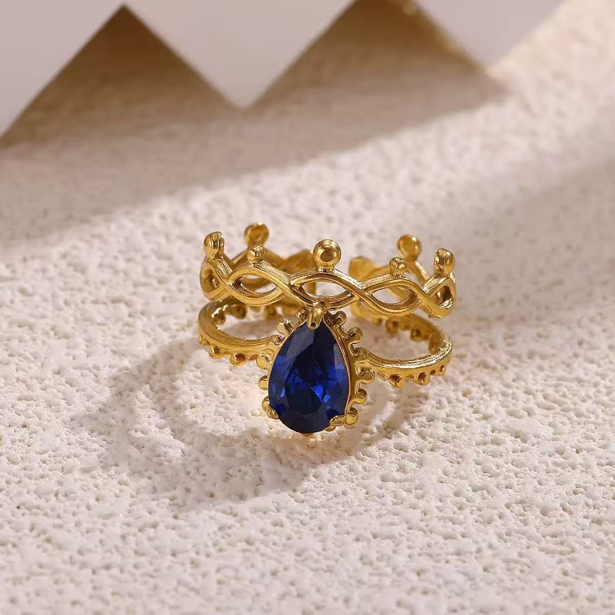 18K Gold Colorful Zirconia Open Ring