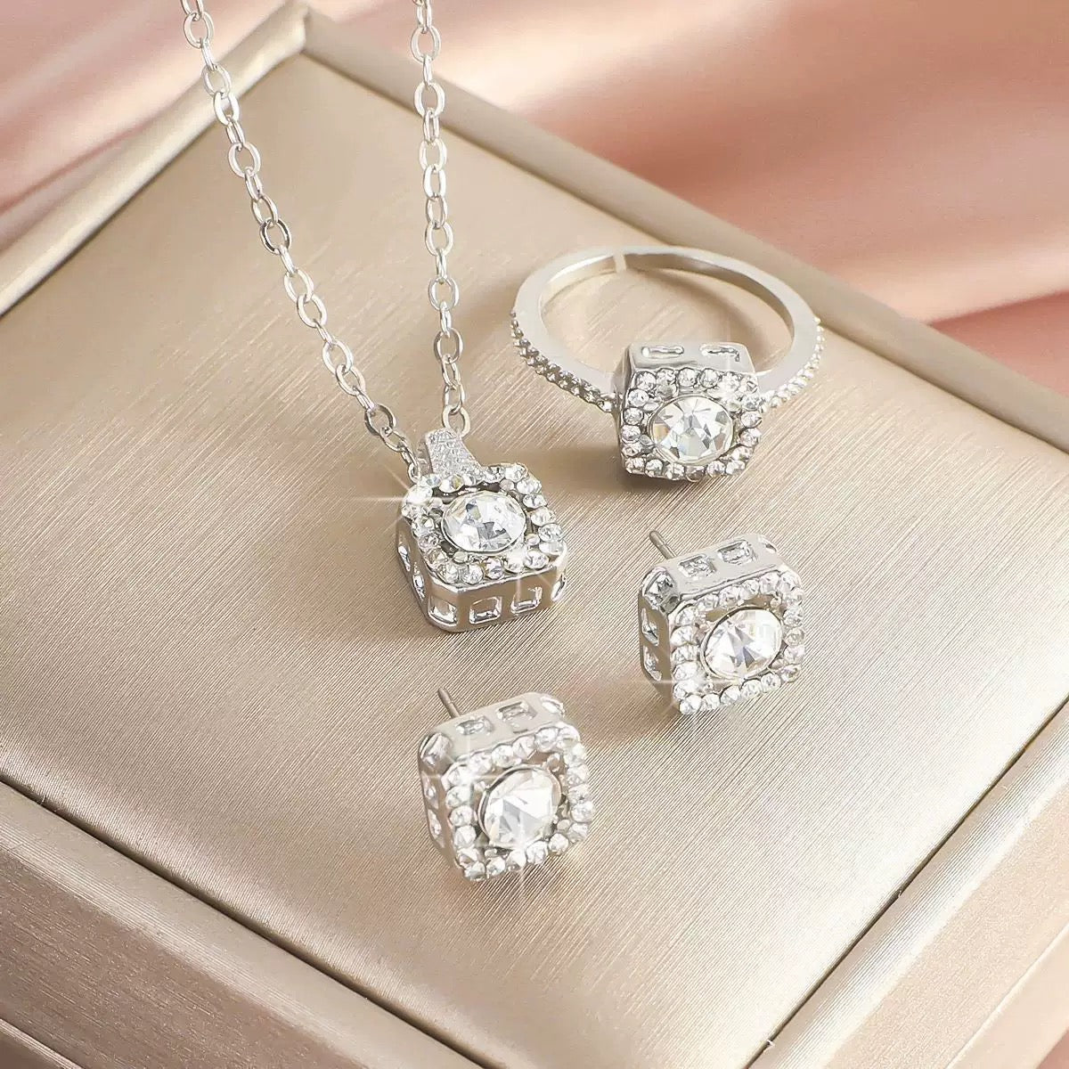 Square Sugar Zircon Jewelry Set