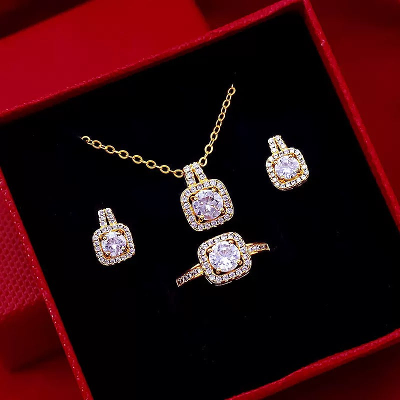 Square Sugar Zircon Jewelry Set