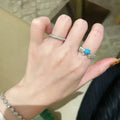 Brushed Four-Prong Turquoise Ring