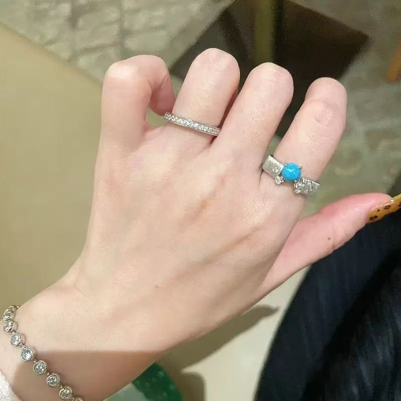Brushed Four-Prong Turquoise Ring