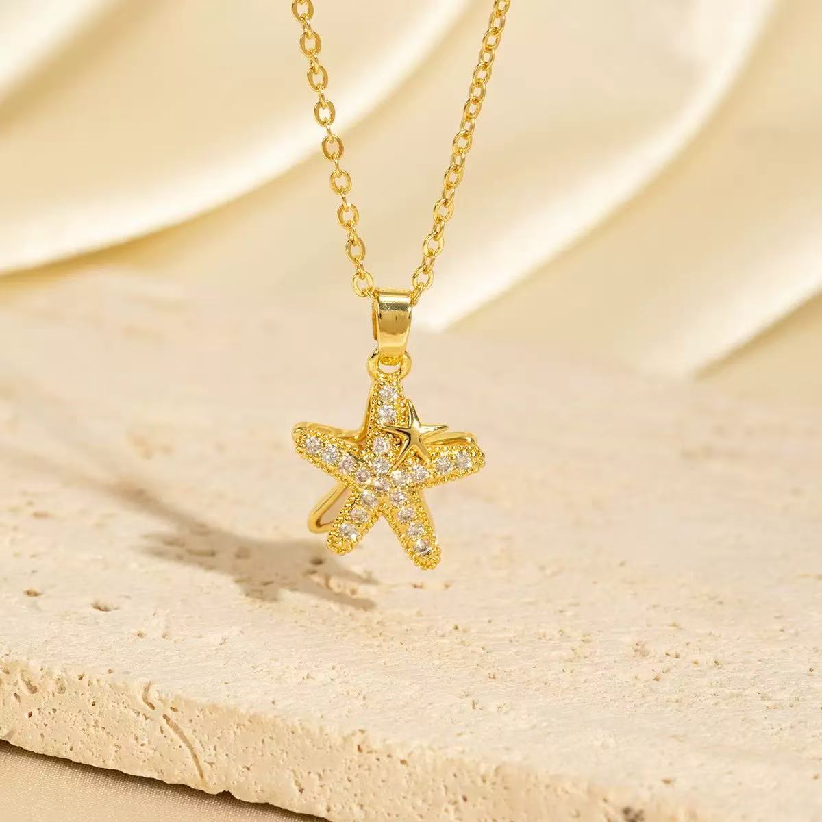 Ocean Series Copper Gold Plated Crab Pearl Zircon Necklace