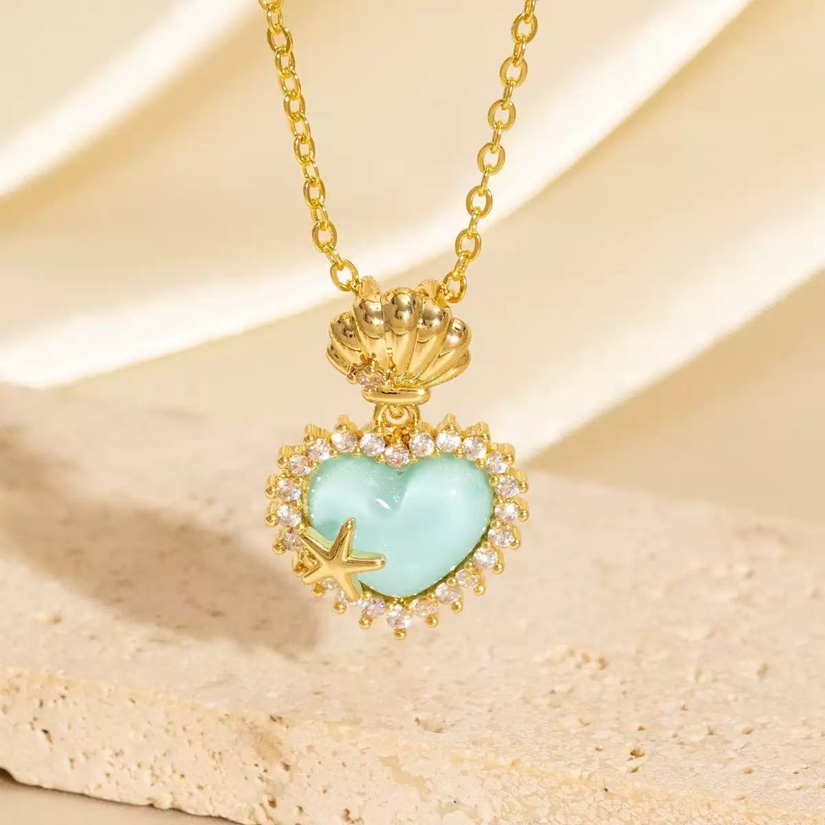 Ocean Series Copper Gold Plated Crab Pearl Zircon Necklace
