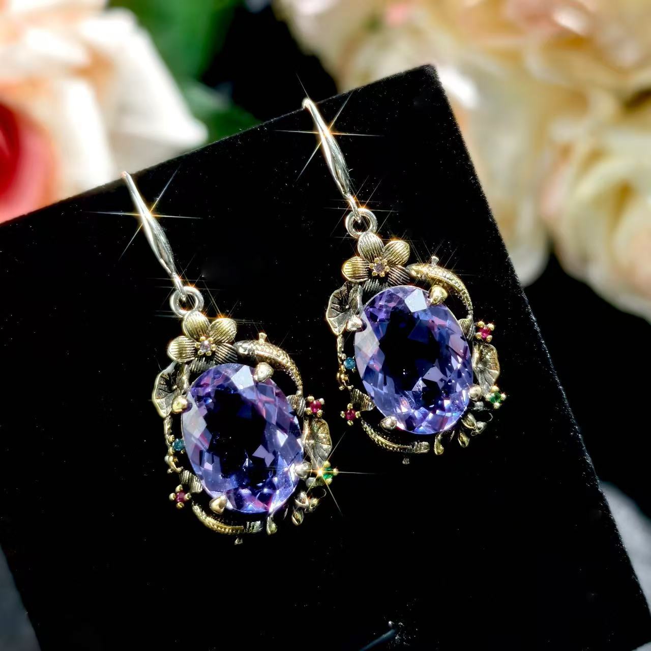 Vintage Royal Twin Fish Lotus Gemstone Jewelry Set