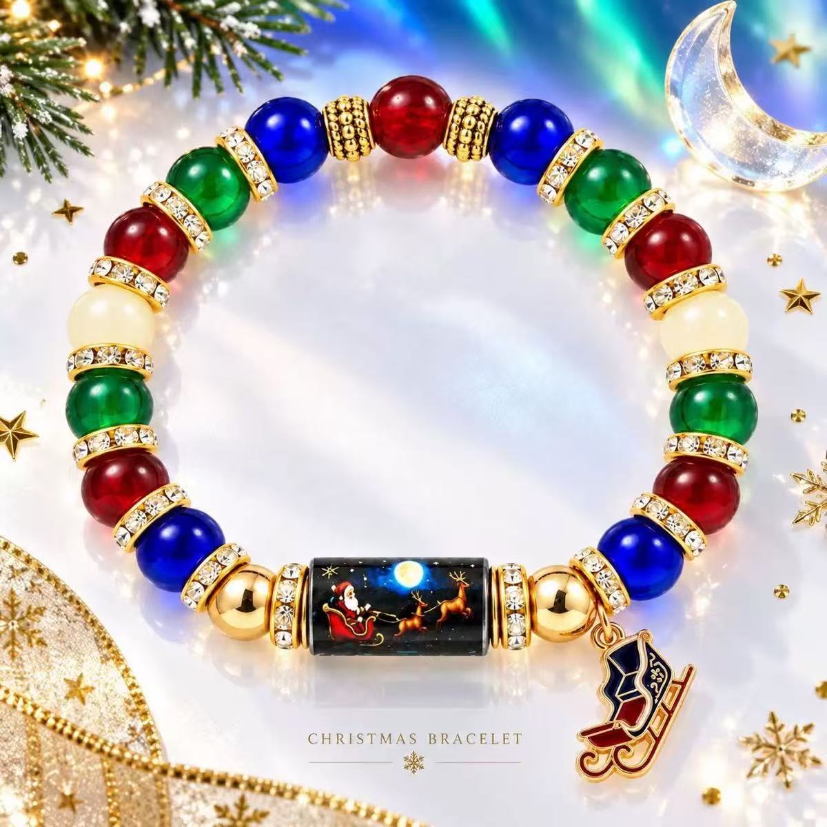 Christmas Snowflake & Bow Bracelet