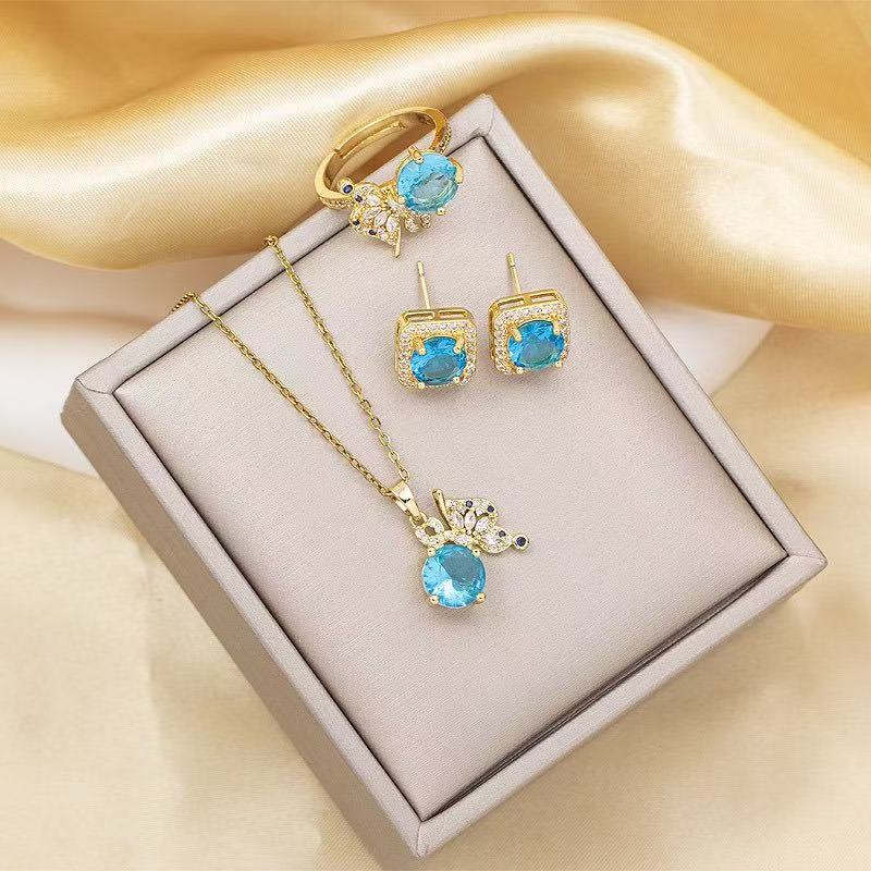 Butterfly Blue Zircon Jewelry Set