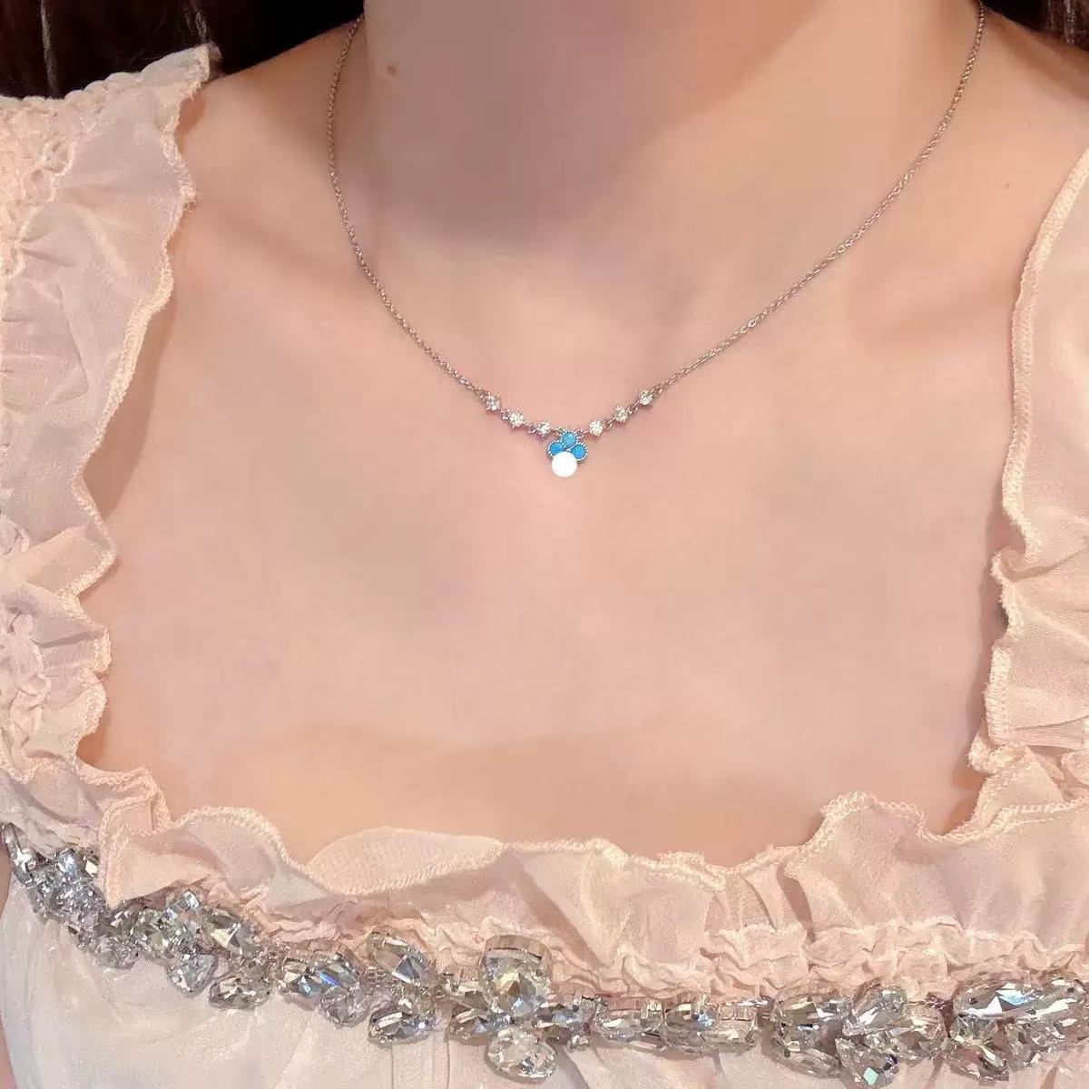 Blue Turquoise Floral Necklace