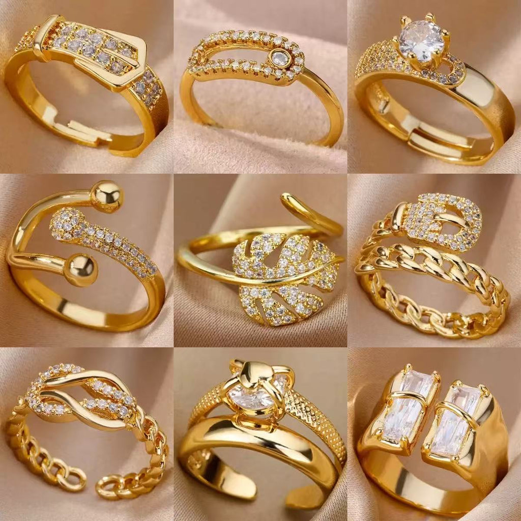 Copper Full Diamond Open Ring
