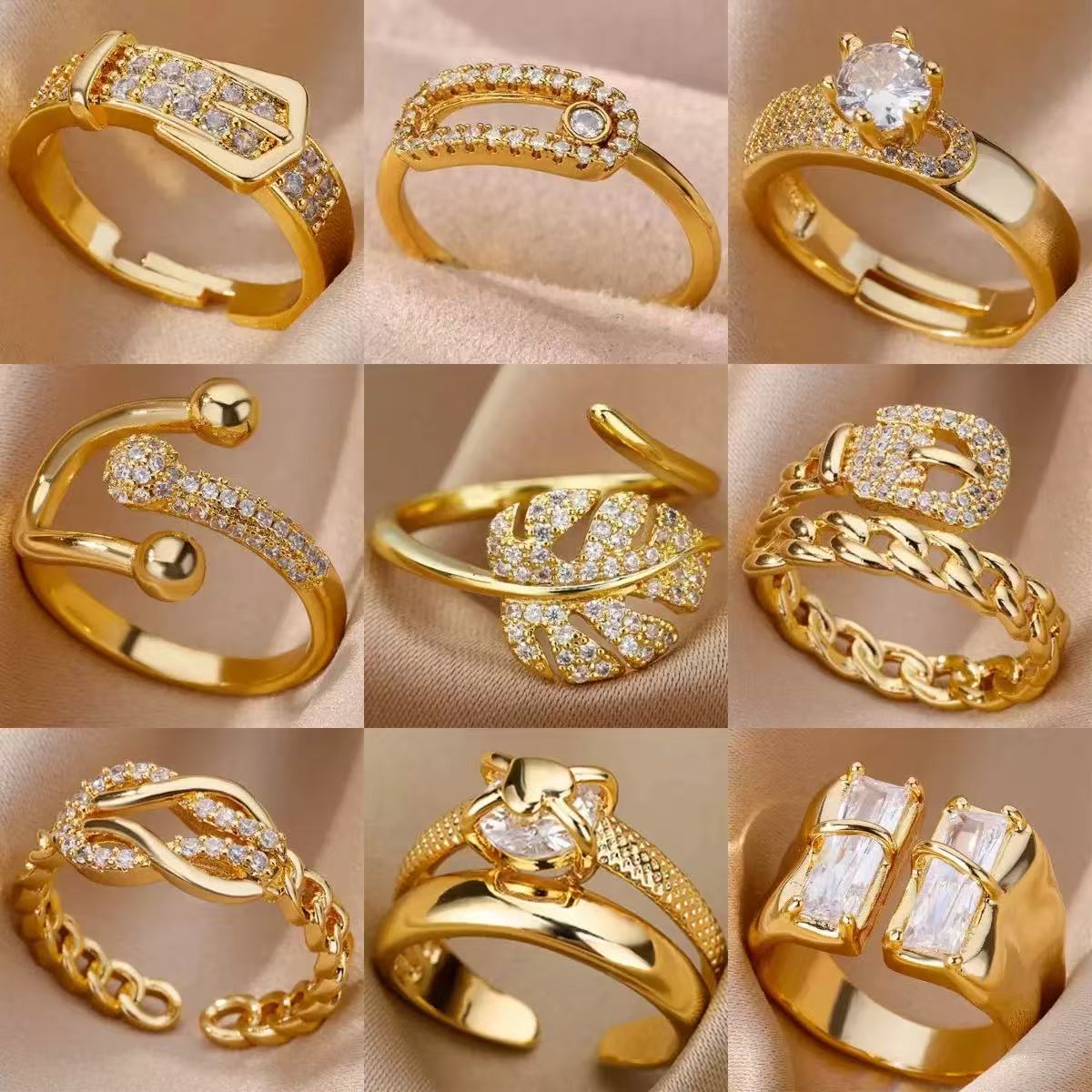 Copper Full Diamond Open Ring