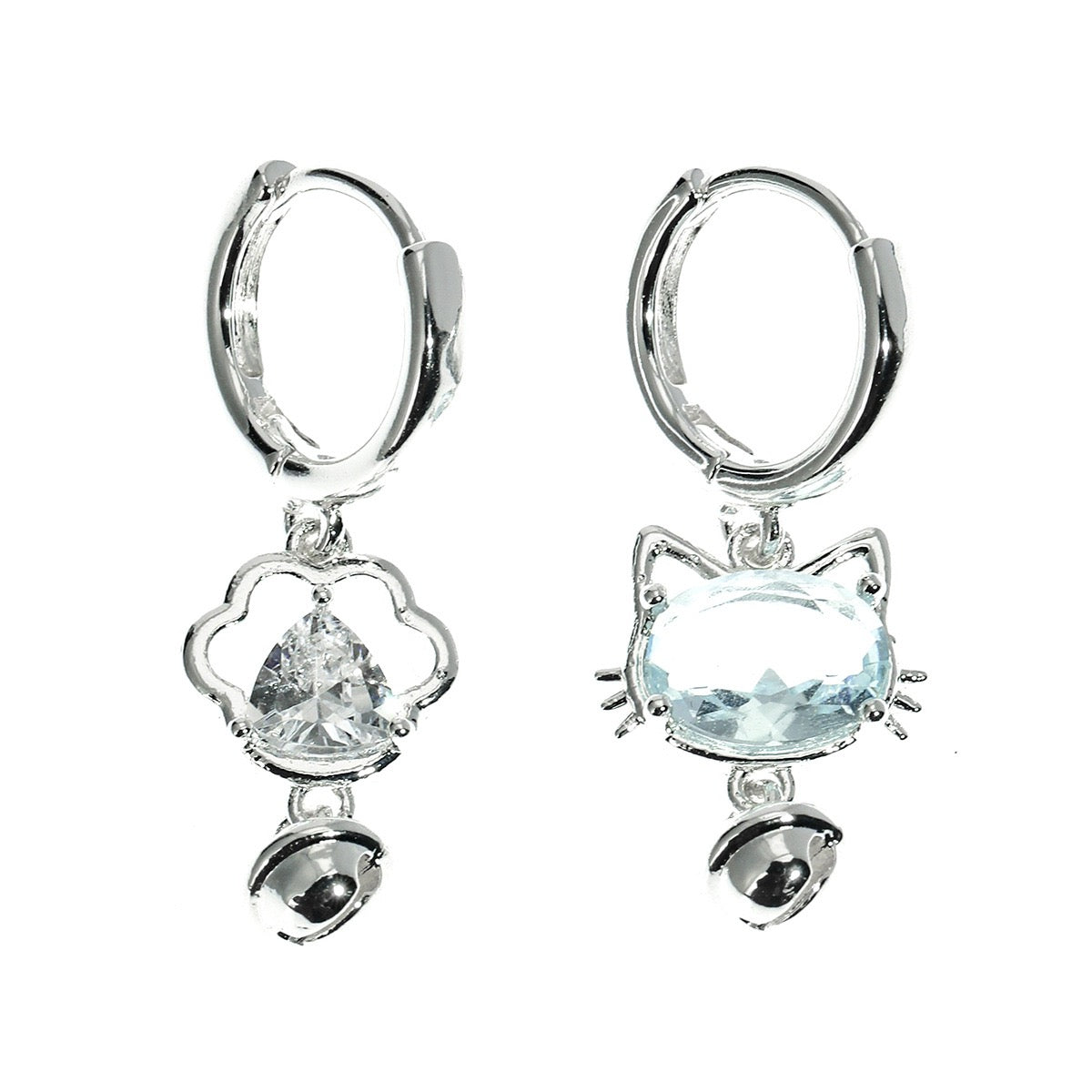 S925 Cat Charm Hoop Earrings