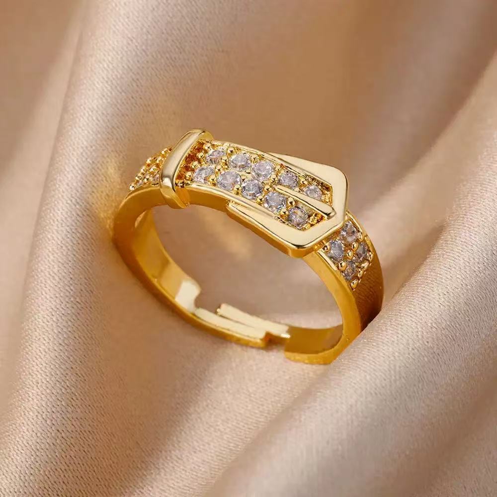 Copper Full Diamond Open Ring
