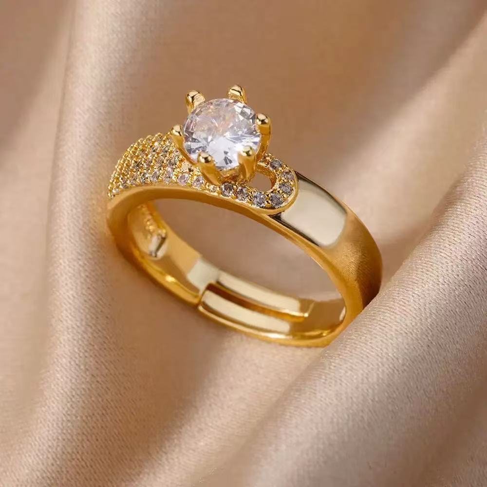 Copper Full Diamond Open Ring