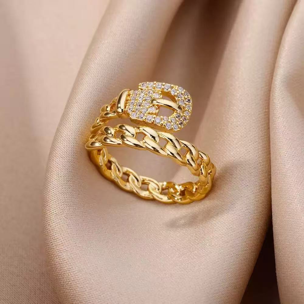 Copper Full Diamond Open Ring