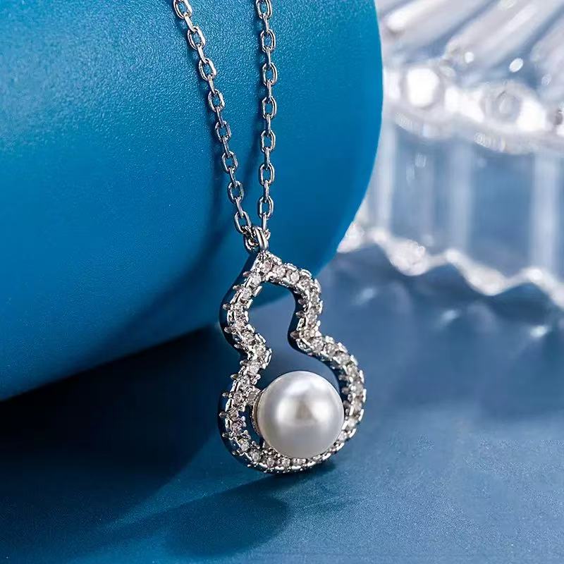 Full Diamond Gourd Pearl Necklace