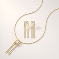 Geometric Tassel Zircon Necklace Set